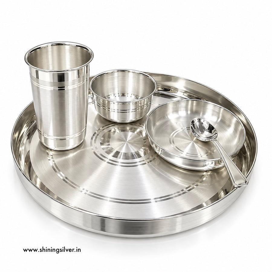 SHINING’s 925 Pure Silver Wedding Dinner Set / Silver Thali Set