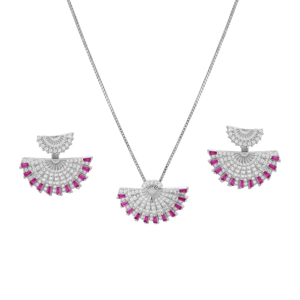 Ruby and American Brilliant Diamond Necklace | 925 Sterling Silver