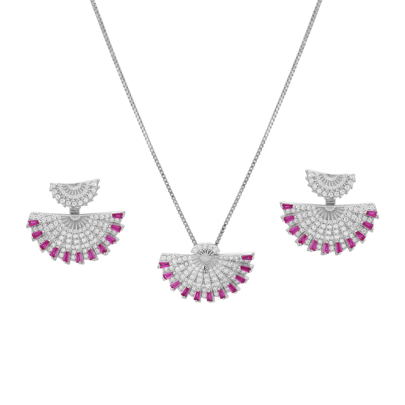 Ruby and American Brilliant Diamond Necklace | 925 Sterling Silver
