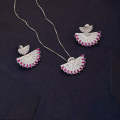 Ruby and American Brilliant Diamond Necklace | 925 Sterling Silver