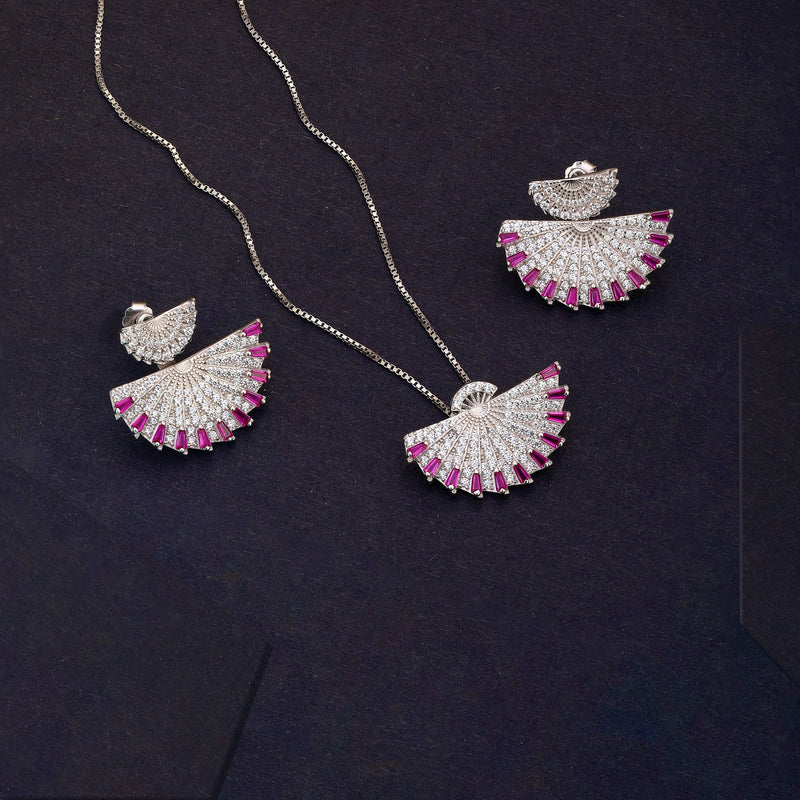 Ruby and American Brilliant Diamond Necklace | 925 Sterling Silver