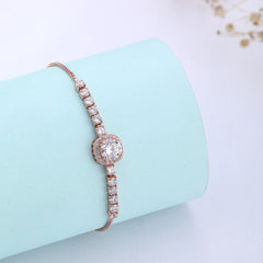 Solitare Rosegold Bracelet- 925 Sterljng Silver