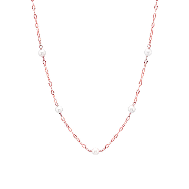 Rose Pearl Necklace Minimal Design- 925 Sterling Silver