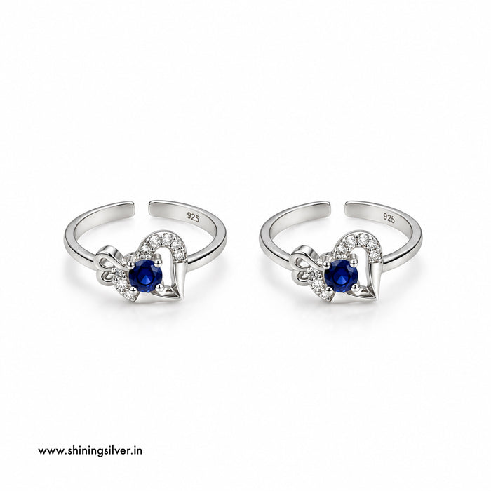 SHINING’s 925 Pure Silver Blue Stone Heart Bichiya