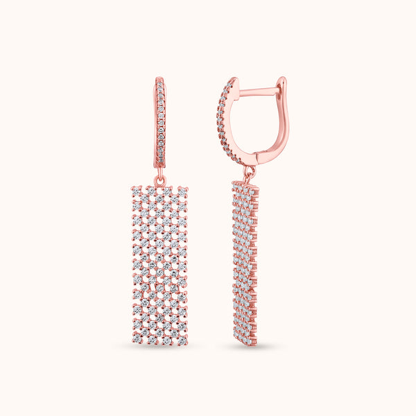 Luxe Diamond Mesh Drop Earrings