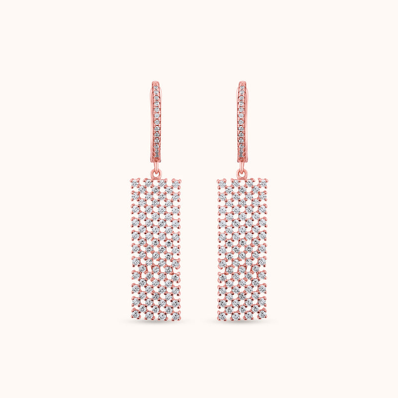 Luxe Diamond Mesh Drop Earrings