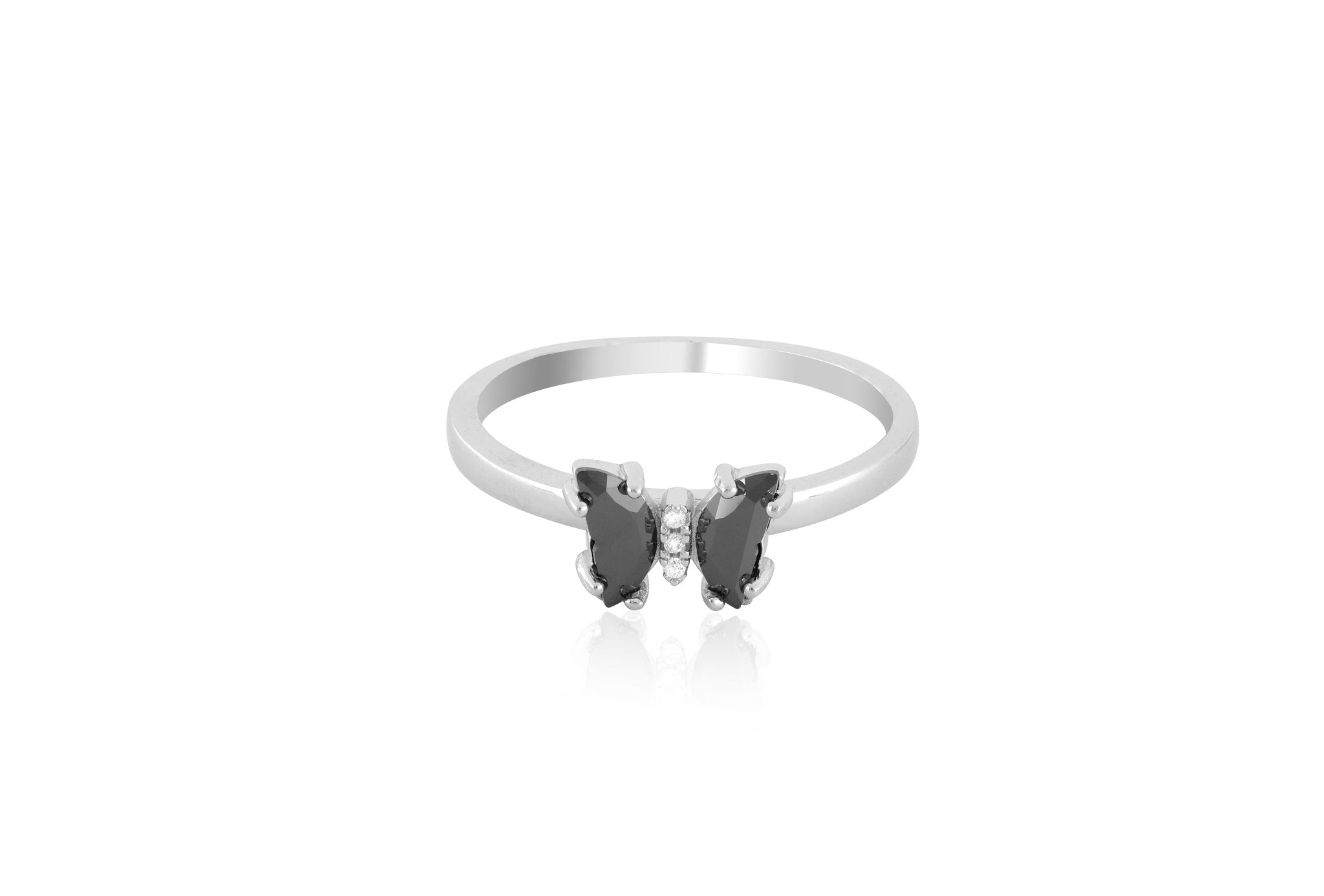 Black Butterfly Ring 925 Sterling Silver - Main Image