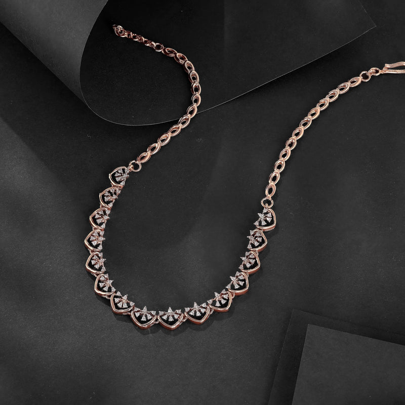 Exquisite rose gold plated 925 sterling silver necklace - Shining Silver.in