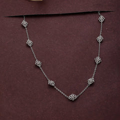 Flower Chain Necklace - 925 Sterling Silver - Shining Silver.in
