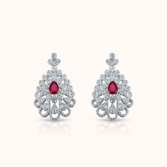 Royal Ruby & Diamond Pearl Earrings