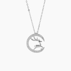 Moon Dear Pandent With Link Chain - 925 Sterling Silver - Shining Silver.in