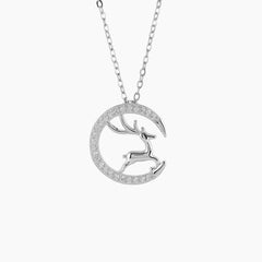 Moon Dear Pandent With Link Chain - 925 Sterling Silver - Shining Silver.in