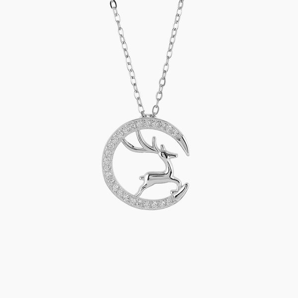 Moon Dear Pandent With Link Chain - 925 Sterling Silver - Shining Silver.in