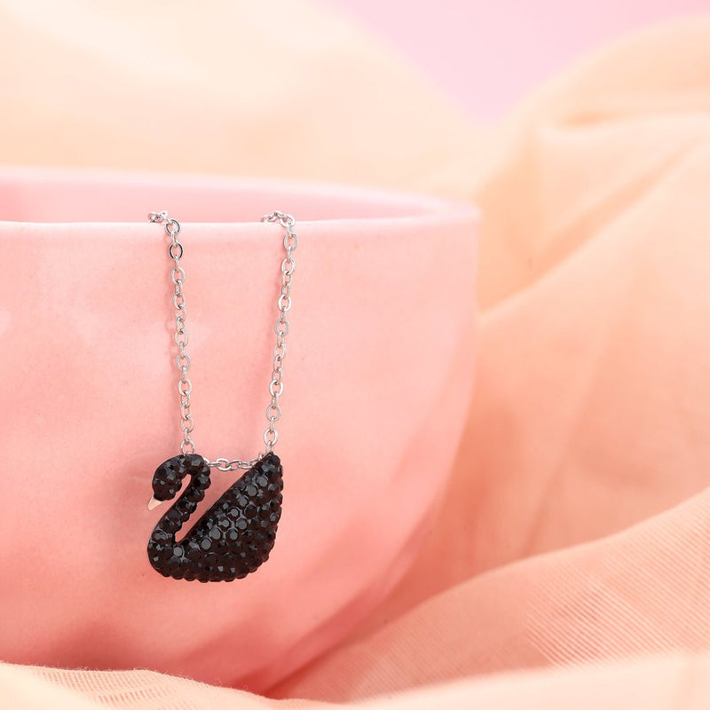 Noir Swan Necklace - 925 Sterling Silver - Shining Silver.in