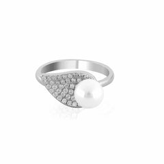 Pearl Leaf Serinity- Sterling Silver 925 Ring For Women - Shining Silver.in
