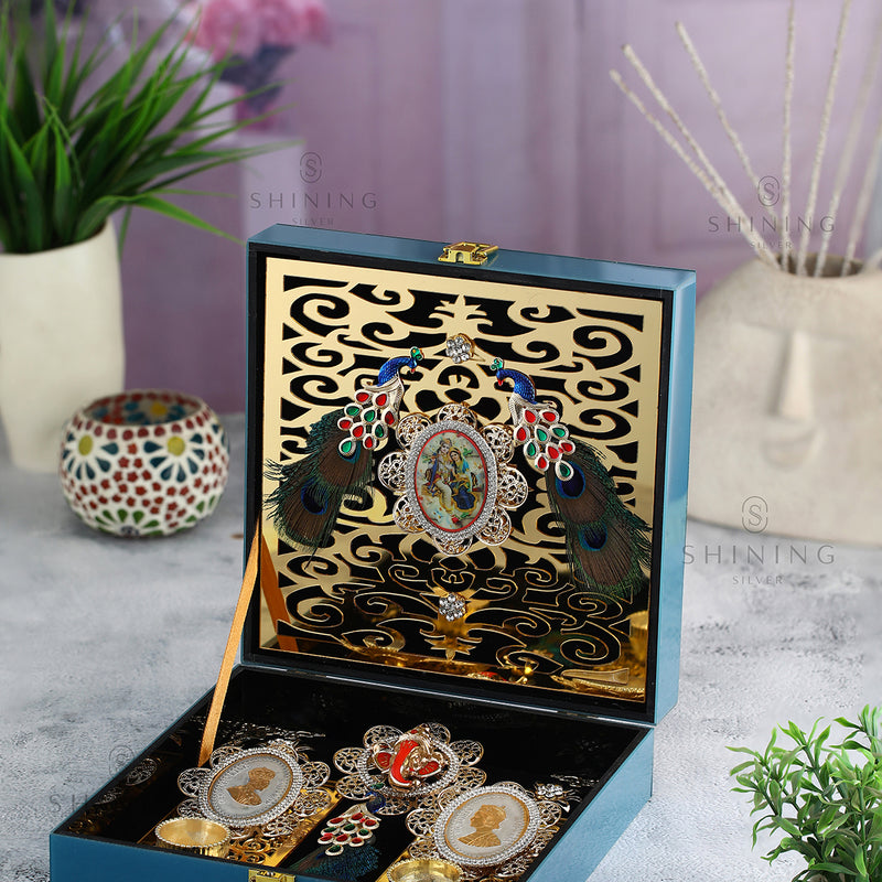 Radha Krishna Wedding Sound Box 999 Pure Silver Coin Gift