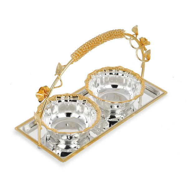 Set of 2 Bowls in a Tray Dual Tone