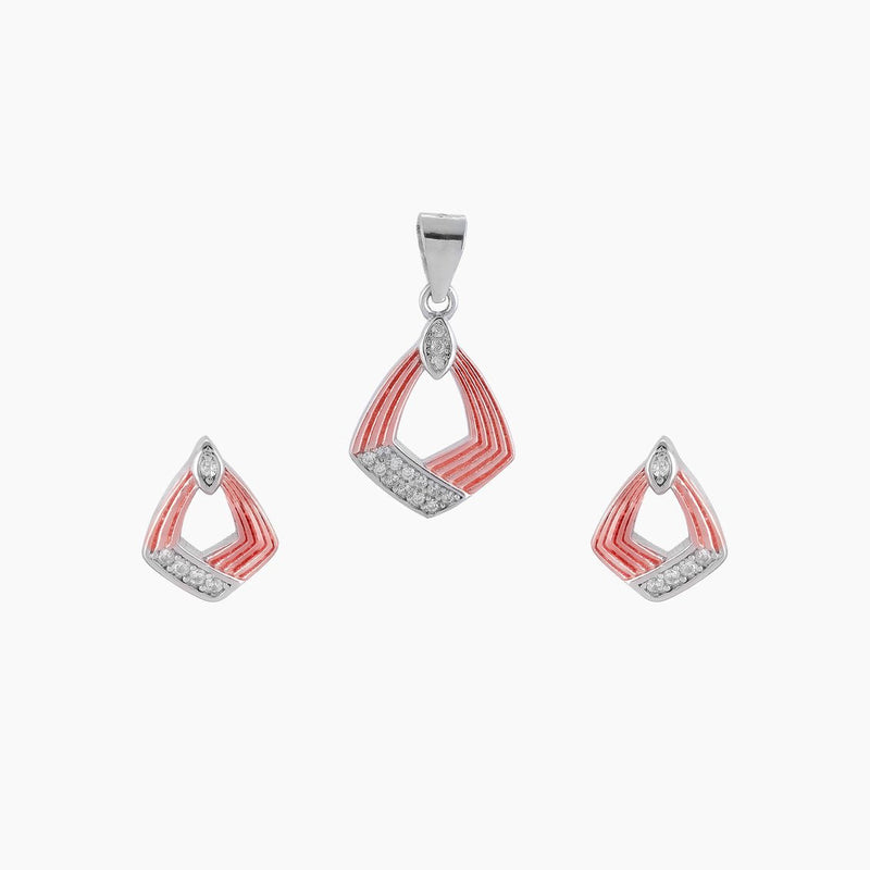 Rosegold Fusion Pandent Set - 925 Sterling Silver - Shining Silver.in