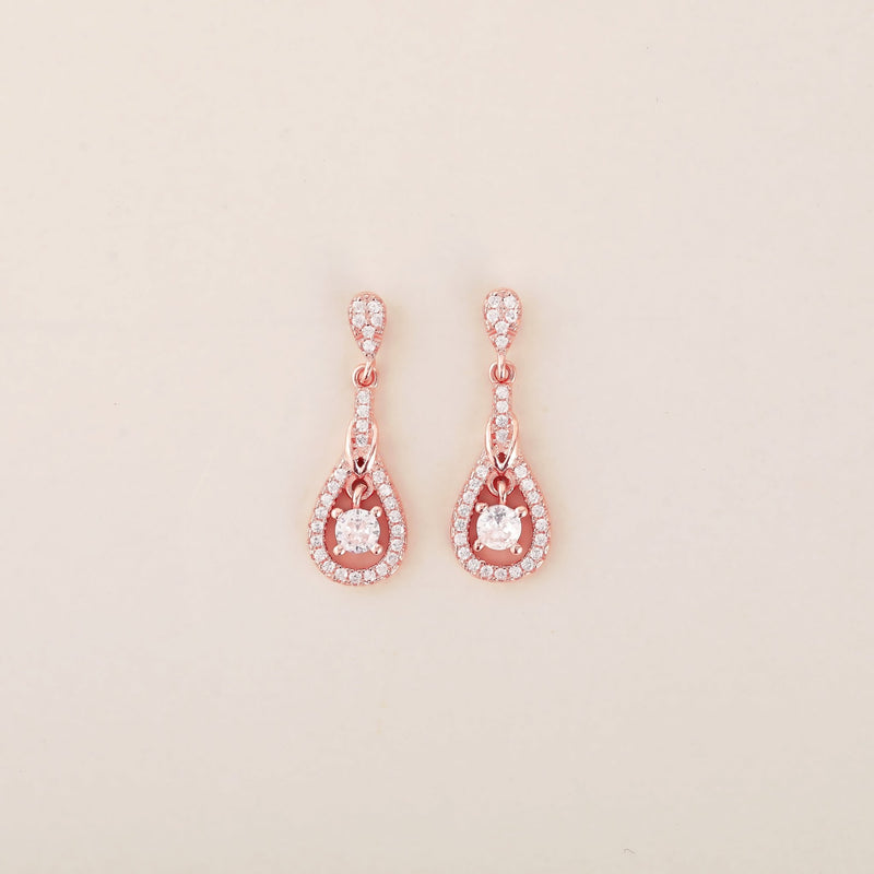 Rosegold Solitare Dangles 925 Sterling Silver - Shining Silver.in