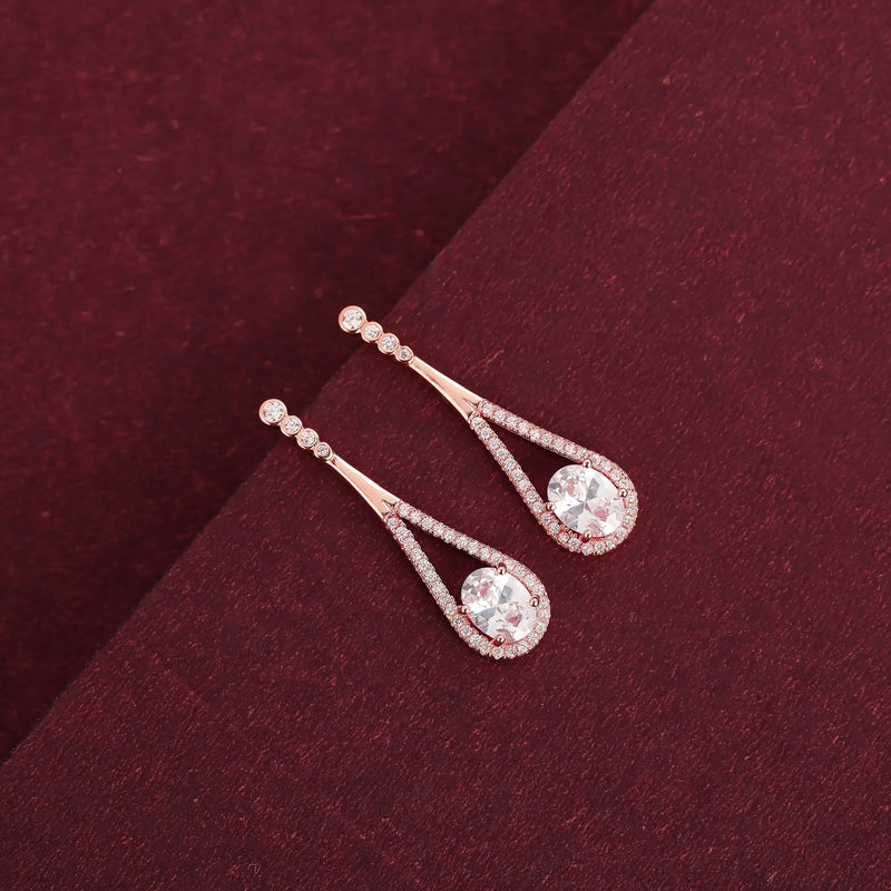 Rosegold Solitare Earrings - Shining Silver.in