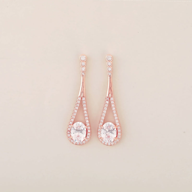 Rosegold Solitare Earrings - Shining Silver.in