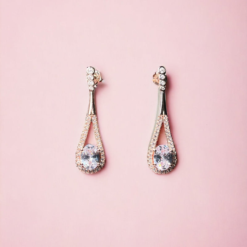 Rosegold Solitare Earrings - Shining Silver.in