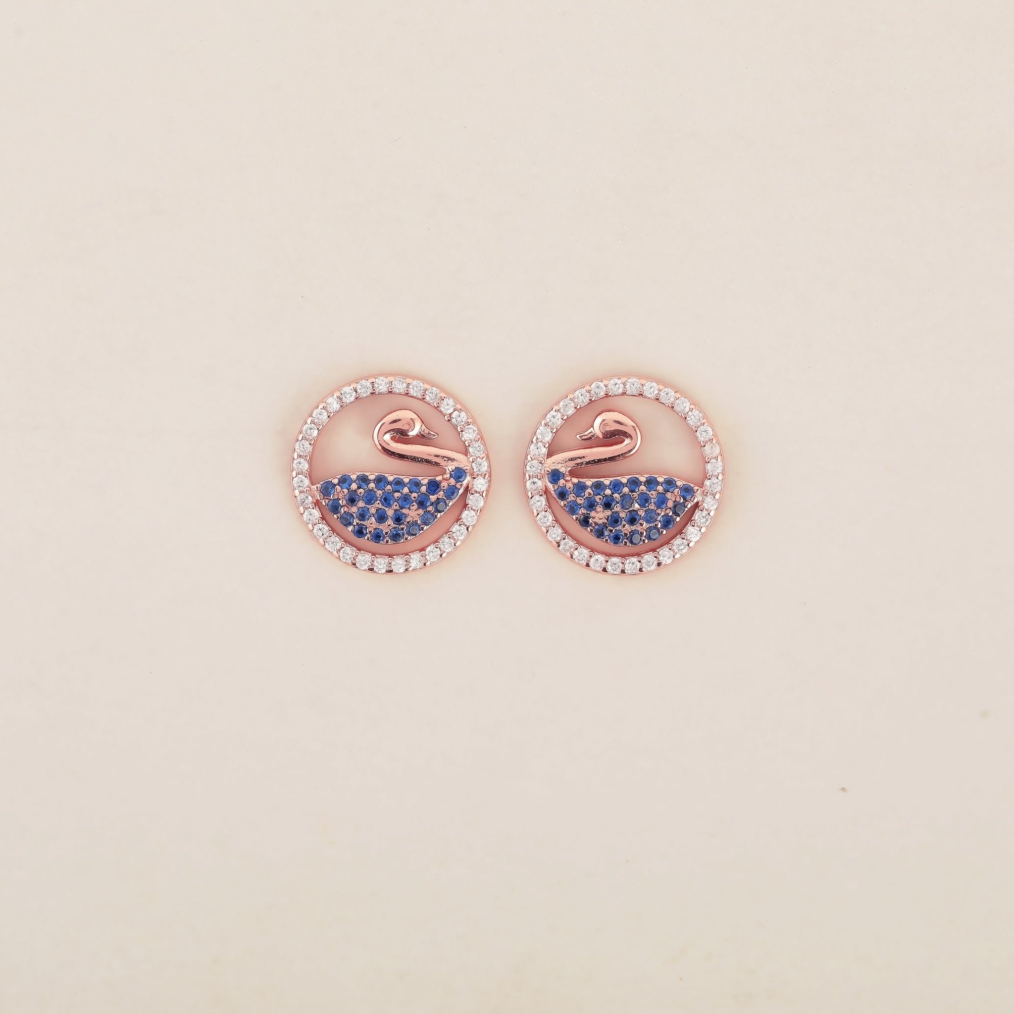 925 Rose Gold Plated Swan Earrings Silver Swan Earrings