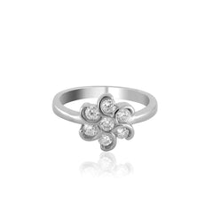 Sparkling Petal Bloom- Sterling Silver 925 Zircone Flower RIng For Women - Shining Silver.in