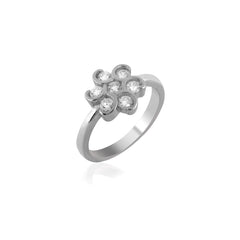 Sparkling Petal Bloom- Sterling Silver 925 Zircone Flower RIng For Women - Shining Silver.in