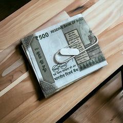 Silver Money Clip With Rupee Badge - ShiningSilver.in