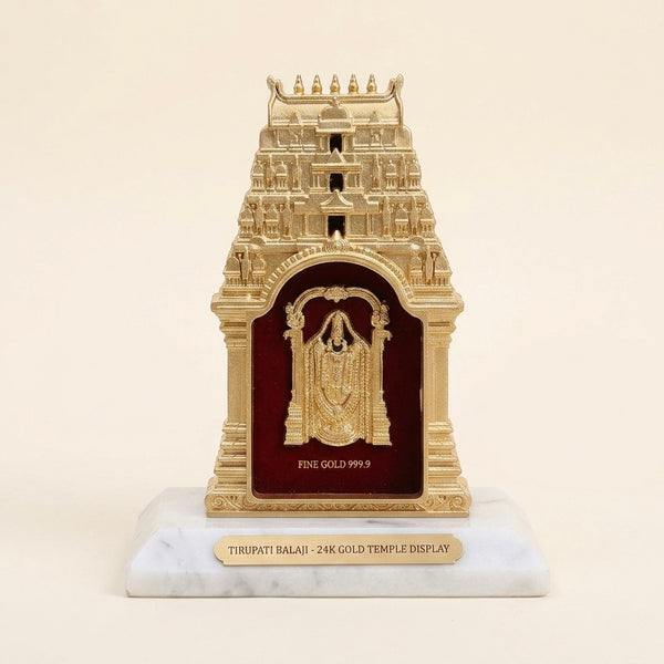 Shri Balaji Temple 24K Gold Temple Table-top/ Magnetic Display