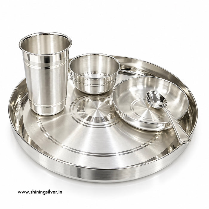 SHINING’s 925 Pure Silver Wedding Dinner Set / Silver Thali Set