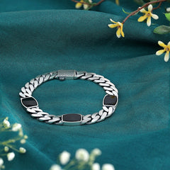 SHINING’s Black Enamel Men’s Bracelet | 925 Sterling Silver