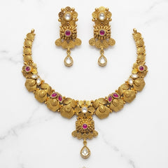 Silver Necklace In Gold Plating | 925 Pure Silver Necklace | Silver Kundan Necklace