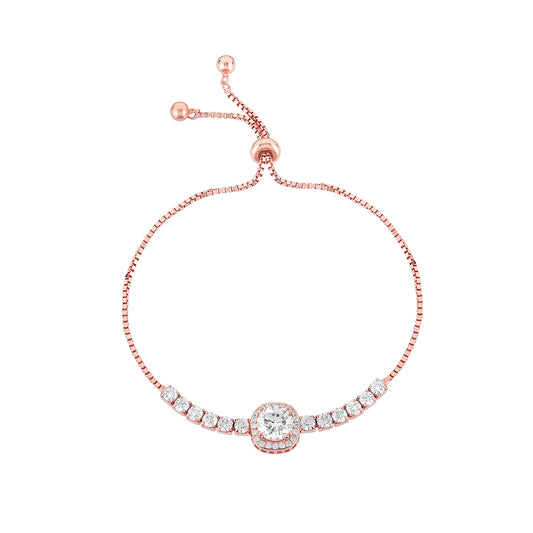 Solitare Rosegold Bracelet- 925 Sterljng Silver