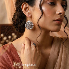SHINING’s Oxidised Silver Mandla Earrings | 925 Shining Silver