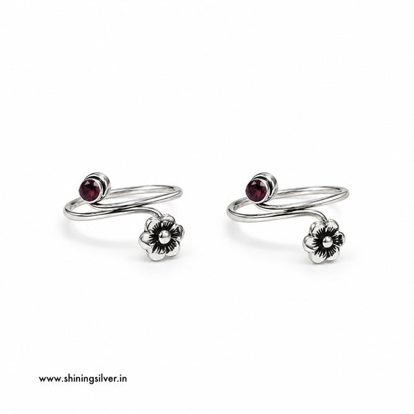 SHINING’s 925 Pure Silver Flower & Garnet Bichiya