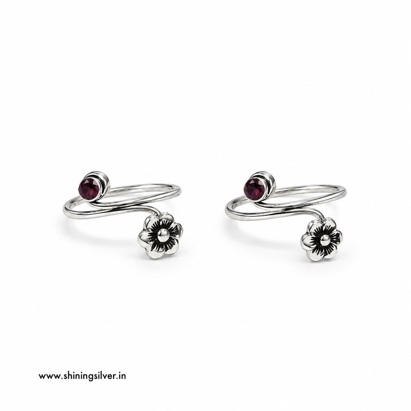 SHINING’s 925 Pure Silver Flower & Garnet Bichiya