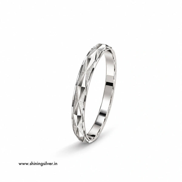 SHINING’s 925 Pure Silver Men’s Kada | Geometric Diamond-Cut Design | 45g