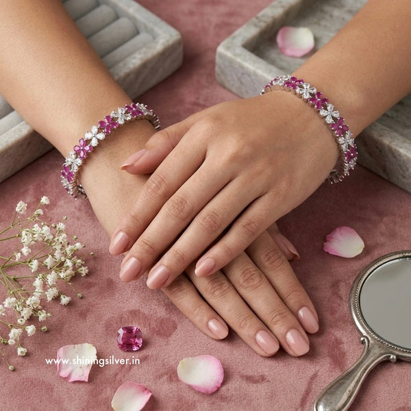 SHINING’s 925 Sterling Silver Ruby Bangle