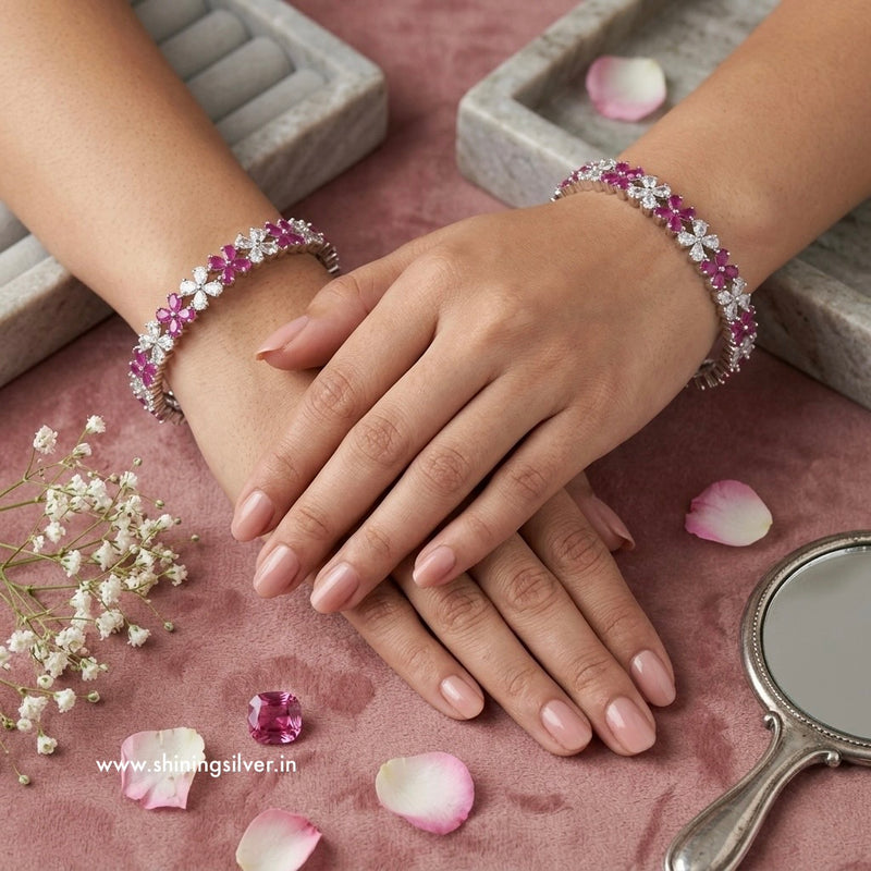 SHINING’s 925 Sterling Silver Ruby Bangle