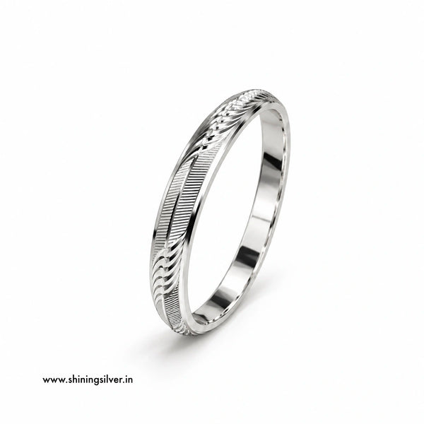 SHINING’s 925 Pure Silver Men’s Kada | Designer S Pattern | Solid Base
