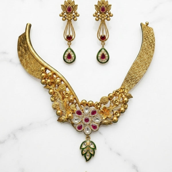 Kundan Necklace In Gold Plating | 925 Pure Silver