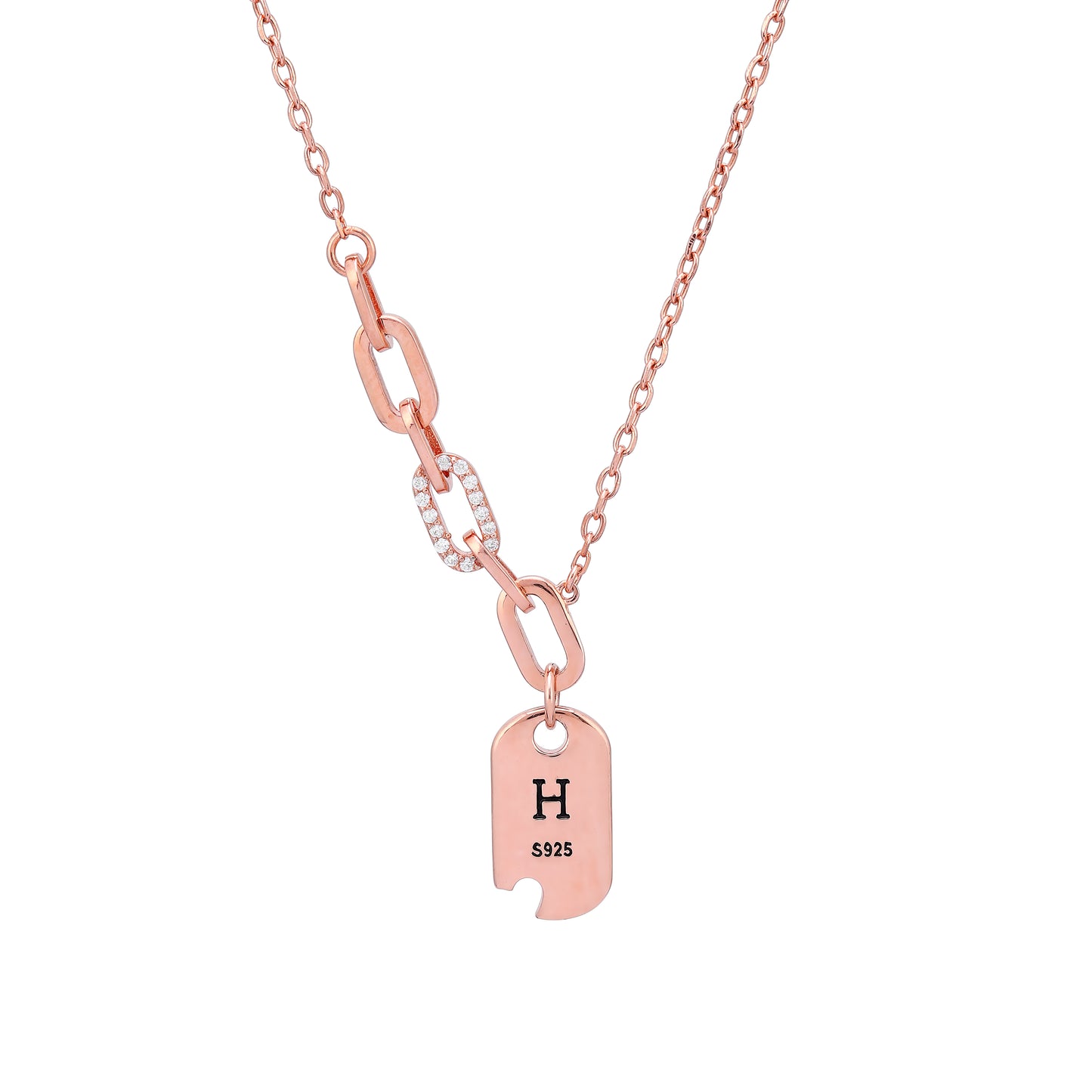 Link Necklace- 925 Rosegold Plated Silver