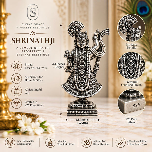 SHINING’s 925 Pure Silver Shrinathji Solid Idol