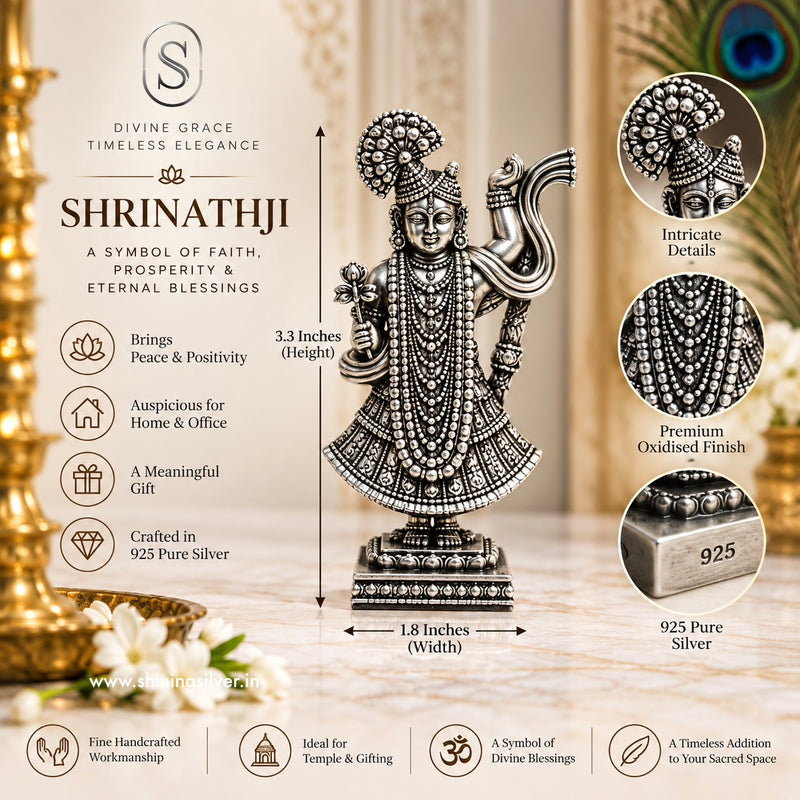 SHINING’s 925 Pure Silver Shrinathji Solid Idol