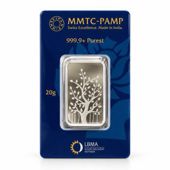 SHINING’s MMTC-PAMP 20 Gram 999.9+ Pure Silver Coin Bar with Tree of Life Design
