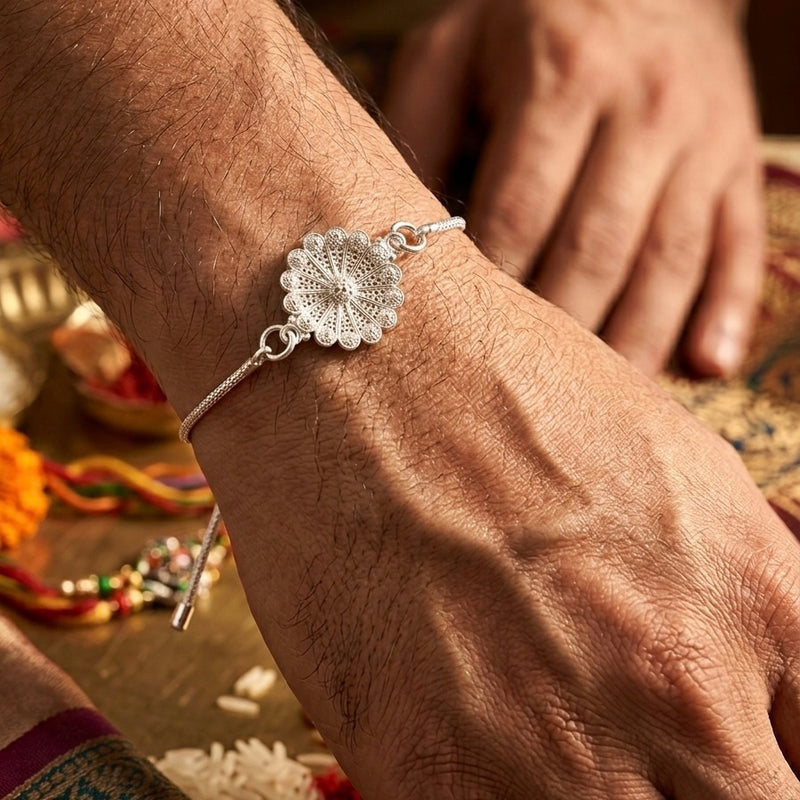 SHINING’s Silver Sunflower Rakhi