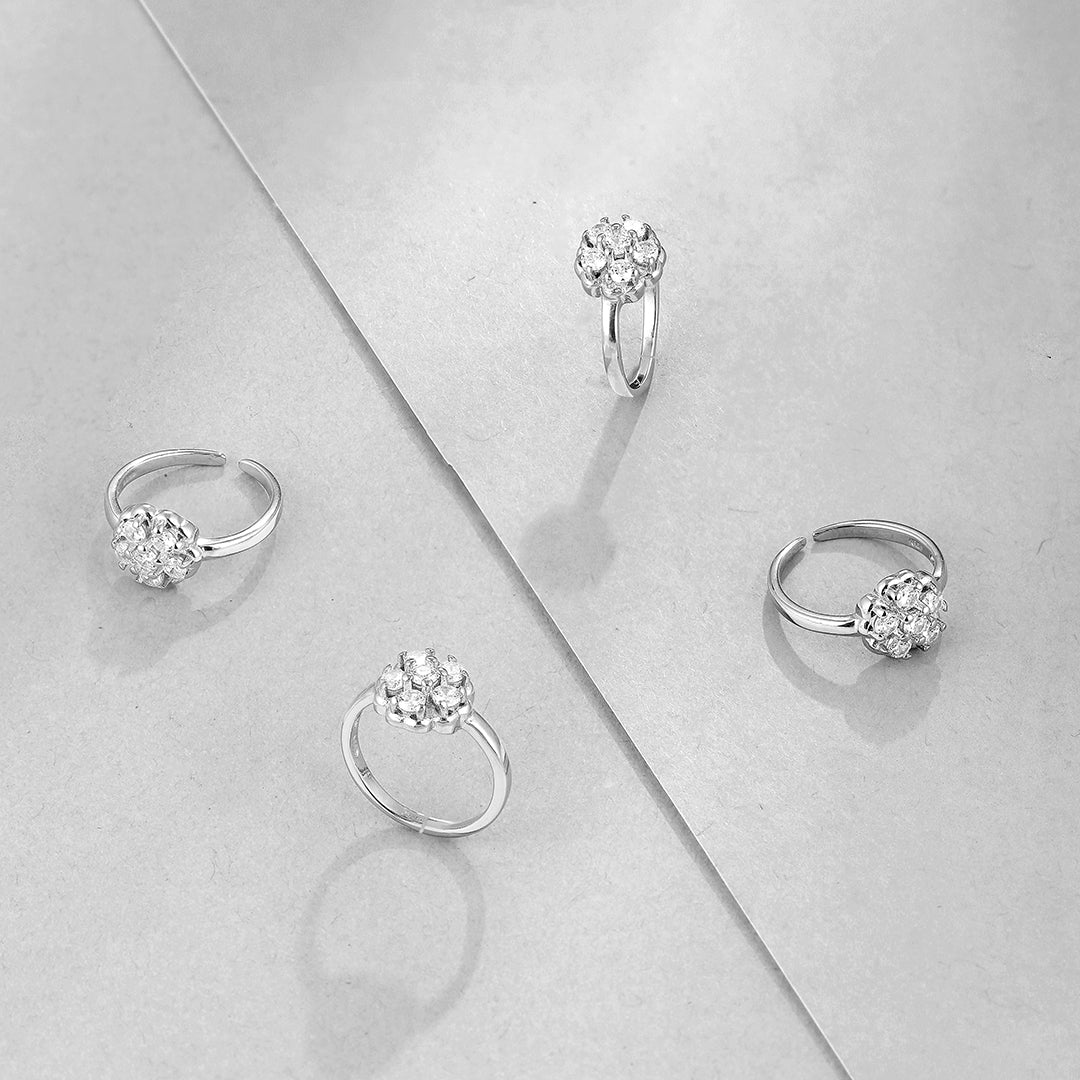 Flower Toerings- 925 Sterling Silver