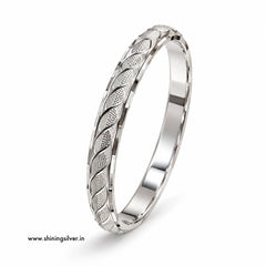 SHINING’s 925 Pure Silver Men’s Kada | Leaf Design | 45g